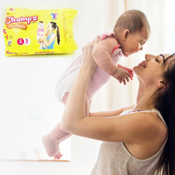 Travel - Friendly Diapers: Champs Small Diaper Pants (5 Pack) - Leakproof - Justgrabit Inc.
