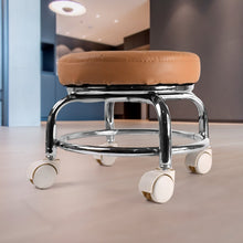 Heavy Duty Steel Base Round Rolling Stool with Wheels Pedicure Stool (1 pc) - justgrabit.in | Just Grab It