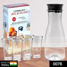 Transparent Unbreakable Water Juicy Jug and 6 Pcs. Glass Combo Set for Dining Table Office Restaurant Pitcher - Justgrabit Inc.