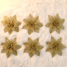 Glitter Flower Hair Clip Set (6 Pc Mix Color Set) - justgrabit.in | Just Grab It