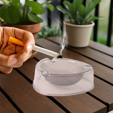 Oblivion Transparent White Ashtray with Cigarette Holder Grooves (1 Pc) - justgrabit.in | Just Grab It