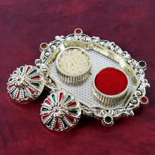 Meenakari Roli–Chawal Pooja Thali - (1 Pc / Mix design) - justgrabit.in | Just Grab It