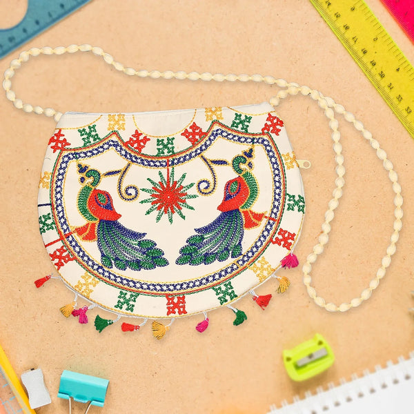 11 inch Handcrafted Cotton Embroidered Shoulder Bag for Girls & women (1 Pc) - justgrabit.in | Just Grab It