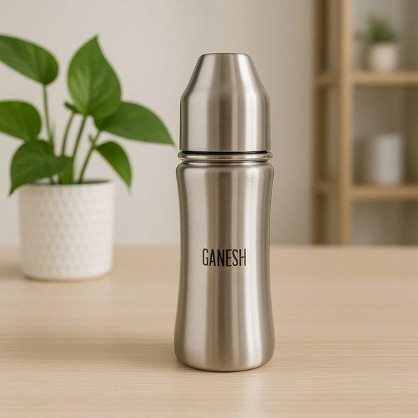 Ganesh Stainless Steel Baby Feeding Bottle, Milk Bottle for New Born / Infants / Toddler Up to 3 Years, BFA Free (250 ML Approx) - Justgrabit Inc.