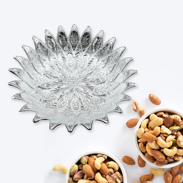 Plastic Silver Finish Serving Tray, Decorative Multipurpose Tray (1 Pc) - justgrabit.in | Just Grab It