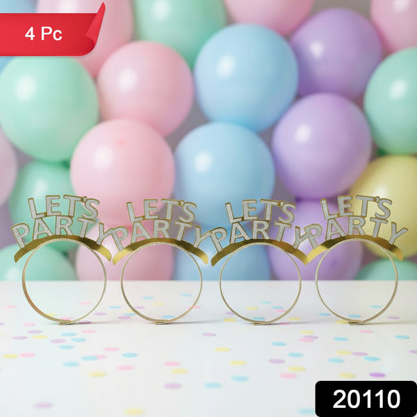 Let’s Party Glitter Headband for Birthday Celebration (Pack of 4) - justgrabit.in | Just Grab It