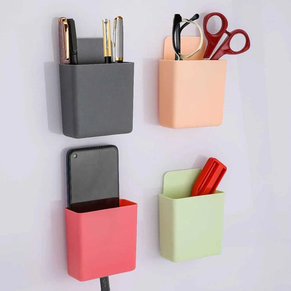 Multipurpose Plastic Wall Mounted Remote & Mobile Holder Stand – (Pack of 4) - justgrabit.in | Just Grab It