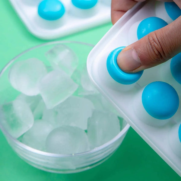 21 Cavity Up Ice Cube Trays - Easy Release, Flexible Silicone Bottom - Stackable, BPA Free, Food Grade - for Convenient Freezer Ice Making (2 Pc Set) - Justgrabit Inc.