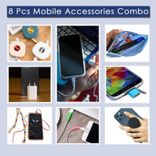 8Pcs Mobile Accessories Combo In Zip Printed Pouch Bag - Justgrabit Inc.