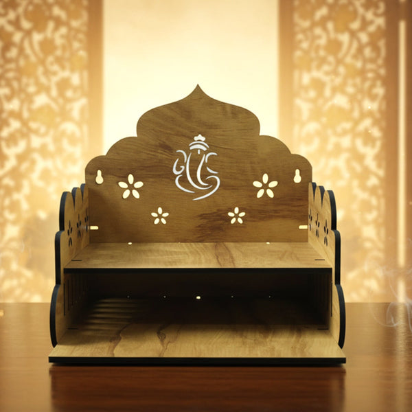 Wooden Temple Style Home Mandir stand for Pooja - justgrabit.in | Just Grab It