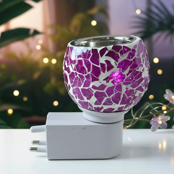 Premium Kapoor Dani Plug - In Mosaic Glass Aroma Diffuser & Night Lamp (1 Pc) - justgrabit.in | Just Grab It