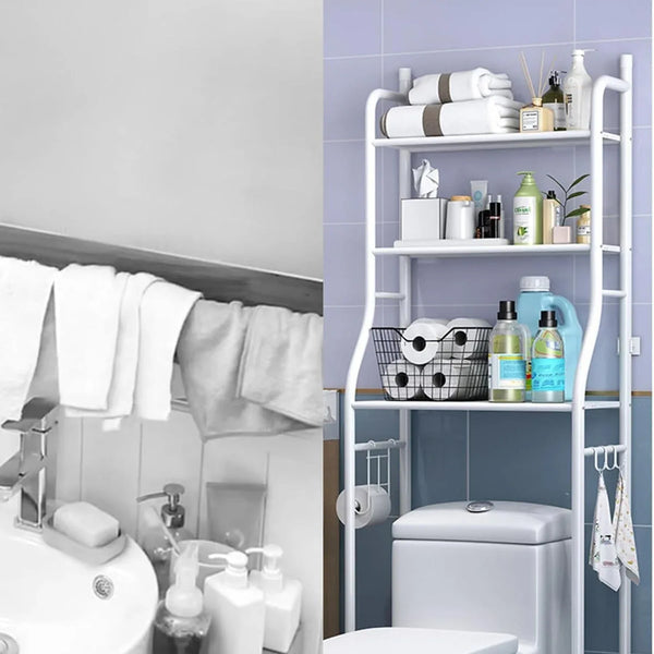 Multi - Layer The Toilet Storage Rack Metal | Bathroom Shelf Space Saving Organizer for Laundry Room Wash Basin Floor Stand - justgrabit.in | Just Grab It