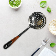 Kitchen Stainless Steel Best Skimmer Slotted Spoon - Cooking Utensils with Heat Resistant Plastic Handle - Justgrabit Inc.