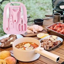 Mini Travel Cutting Board Set, 4 Pcs Portable Mini Camping Plastic Cutting Board & Knife, Fruits & Vegetable Peeler Scissors, Kitchen Knives Set, for travel, picnic, camping, outdoor, park (4 Pc Set) - justgrabit.in | Just Grab It