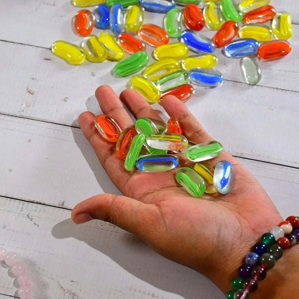 Glass Gem Stone, Flat Round Marbles Pebbles for Vase Fillers, Attractive pebbles for Aquarium Fish Tank. - Justgrabit Inc.