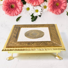 Golden - Square Pooja Chowki Patla / Bajot (20×20 CM / 1 Pc) - justgrabit.in | Just Grab It