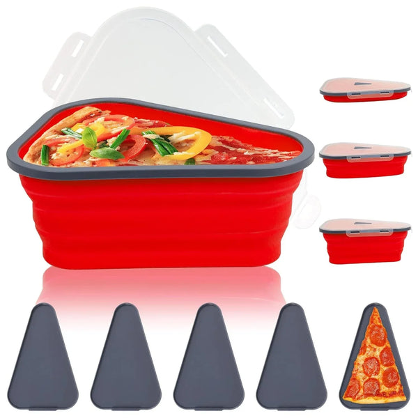 Reusable Expandable Pizza Storage Container with 5 Microwavable Trays – Adjustable for Home & Outdoor Use - Justgrabit Inc.