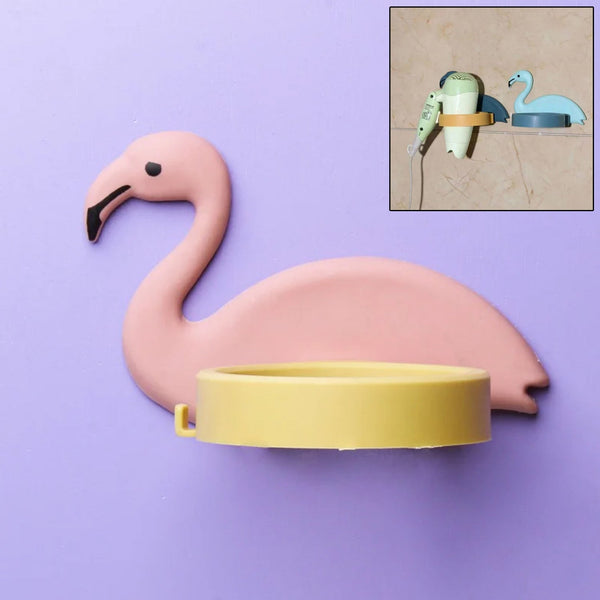 Hair Dryer Wall Mount Holder, Organiser Stand with Hooks for Bathroom Storage - justgrabit.in | Just Grab It
