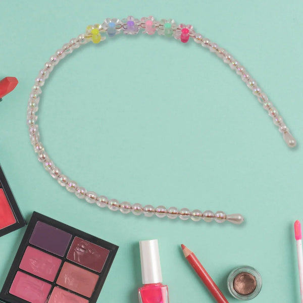 Hair Accessories Metal Handmade Colorful beads With Pearls Fancy Party Hairband (1 Pc / Mix Design), Hair accessories - justgrabit.in | Just Grab It