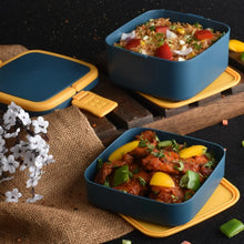 Blue Double - Layer Portable Bento Lunch Box – Stackable with Handle & Spoon - Justgrabit Inc.