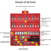 Socket 1 / 4 Inch Combination Repair Tool Kit (Red, 46 pcs) - justgrabit.in | Just Grab It