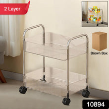 2 Layer Multipurpose Storage Trolley with Wheels (1 Pc) - justgrabit.in | Just Grab It