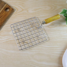 Kitchen Square Stainless Steel Roaster Jali, Barbecue Grill with Wooden Handle - Justgrabit Inc.