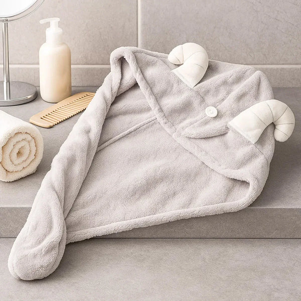 Cute Animal Ear Hooded Hair Drying Towel Wrap (1 Pc) - Justgrabit Inc.