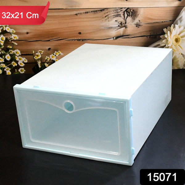 1 Layer Plastic Shoes Storage Box, Stackable Shoe Storage (1 pc / 32x21x12 CM) - justgrabit.in | Just Grab It