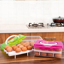 2Layer, 32 Grid Egg Tray with Lid Egg Carrier Holder for Refrigerator, Camping Food Storage Container with Handle (1 Pc ) - Justgrabit Inc.
