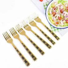 Stainless Steel Premium Fork Traditional Design Tablewar (6 Pcs Set / Golden) - justgrabit.in | Just Grab It