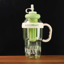Approx 1300ML Large Capacity Cute Ice Cream Themed Water Bottle with Handle, Straw - justgrabit.in | Just Grab It