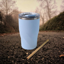 Stainless Steel Insulated Coffee Mug With Wooden Straw, Tumbler (350ml Approx) - Justgrabit Inc.