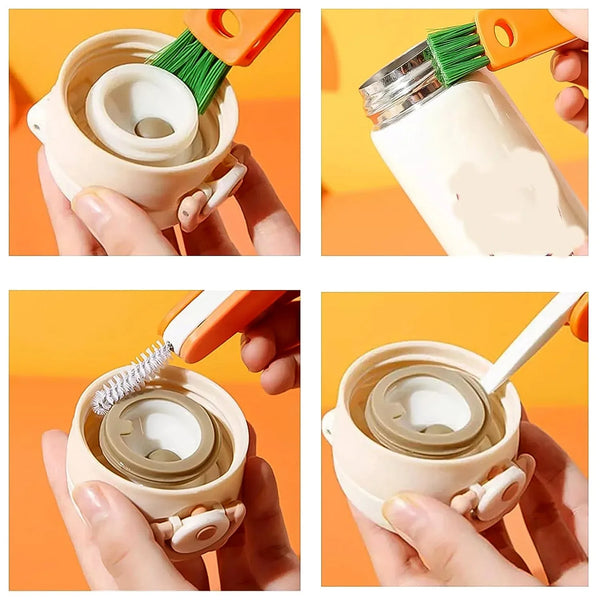 3 - in - 1 Multifunctional Cleaning Brush Set – Mini Bottle, Cup & Lid Cleaner (1 Pc) - Justgrabit Inc.