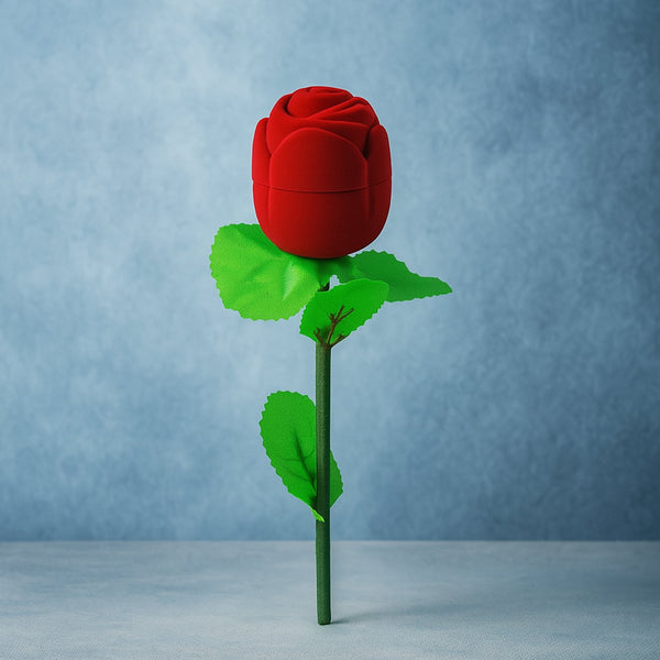 Artificial Rose Flower Shaped Jewelry Ring Box (1 Pc) - justgrabit.in | Just Grab It