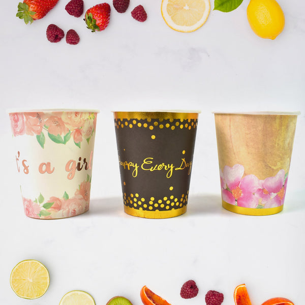 Disposable Paper Cups, Disposable Tea, Coffee Cups (3 Pcs Set / Mix Color) - justgrabit.in | Just Grab It