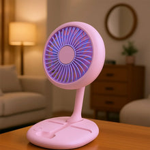 USB Rechargeable Portable Fan With LED Light Heavy Duty & Foldable Fan With Charging Port Home, Outdoor, Temple - Justgrabit Inc.