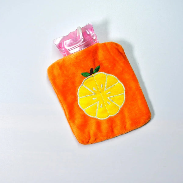 Orange small Hot Water Bag with Cover for Pain Relief, Neck, Shoulder Pain and Hand, Feet Warmer, Menstrual Cramps. - Justgrabit Inc.