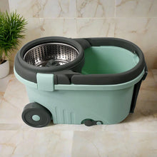 Ganesh Quick Spin Mop Steel Spin, Bucket Floor Cleaning, Easy Wheels & Big Bucket, Floor Cleaning Mop With Bucket, 2 Micro fiber head / Refill - Justgrabit Inc.