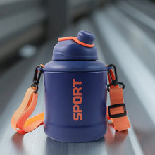 Sports Vacuum Bottle with Shoulder Strap 1 Pc Stylish Mix Design & Size - Justgrabit Inc.