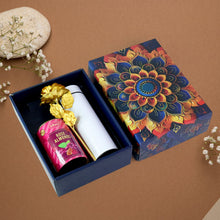 Effete Rose Almonds Gift Hamper, Golden Rose With Bottle (3 Pc Set), Mix Color - justgrabit.in | Just Grab It