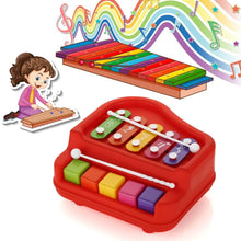 2 in 1 Baby Piano Xylophone Toy for Toddlers, 5 Multicolored Key Keyboard Xylophone Piano, Preschool Educational Musical Learning Instruments Toy for Baby Kids Girls Boys 3+ Years (1 Pc) - Justgrabit Inc.