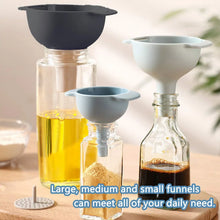 3 in 1 Kitchen Funnel Set of 3, Funnel for Filling Bottle, Small Canning Funnel with Handle, Food Grade Plastic Funnel with Detachable Strainer Filter for Liquid, Dry Ingredients, and Powder - Justgrabit Inc.