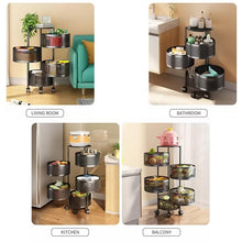 Metal Round High Quality Kitchen Trolley with Wheels (3 Layer / 1 Pc) - justgrabit.in | Just Grab It
