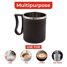 Coffee Mug with Lid and Handle - Plastic Covered Stainless Steel Mug (Random Color, Approx 200 ML) - justgrabit.in | Just Grab It