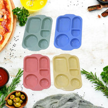 Divided Plates, 5 Compartments 32 CM Split Plates, Shatterproof Separating Plates For Kids And Adults, Microwave and Dishwasher Tableware Set, Multi - Colour, Modern (4 Pc Set) - justgrabit.in | Just Grab It