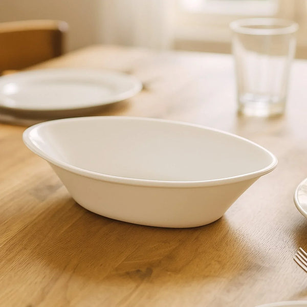 Plastic Marin Serving Bowl – Elegant Oval Deep Bowl (1 Pc / White) - justgrabit.in | Just Grab It