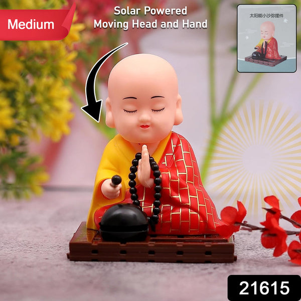 Red Solar Powered Sitting Buddha Statue (1 Pc / Medium) - justgrabit.in | Just Grab It