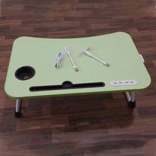 MultiPurpose Study Table Foldable Portable Notebook Bed Lap Desk Tray Stand Reading Holder with Coffee Cup Slot, Drawer, Fan, USB Cable & Light for Breakfast, Reading & Movie Watching (1 Pc Mix Color) - Justgrabit Inc.