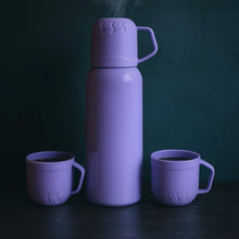 Purple Vacuum Flask Set – Stainless Steel Thermos with 3 Cups, Approx 500ml - Justgrabit Inc.